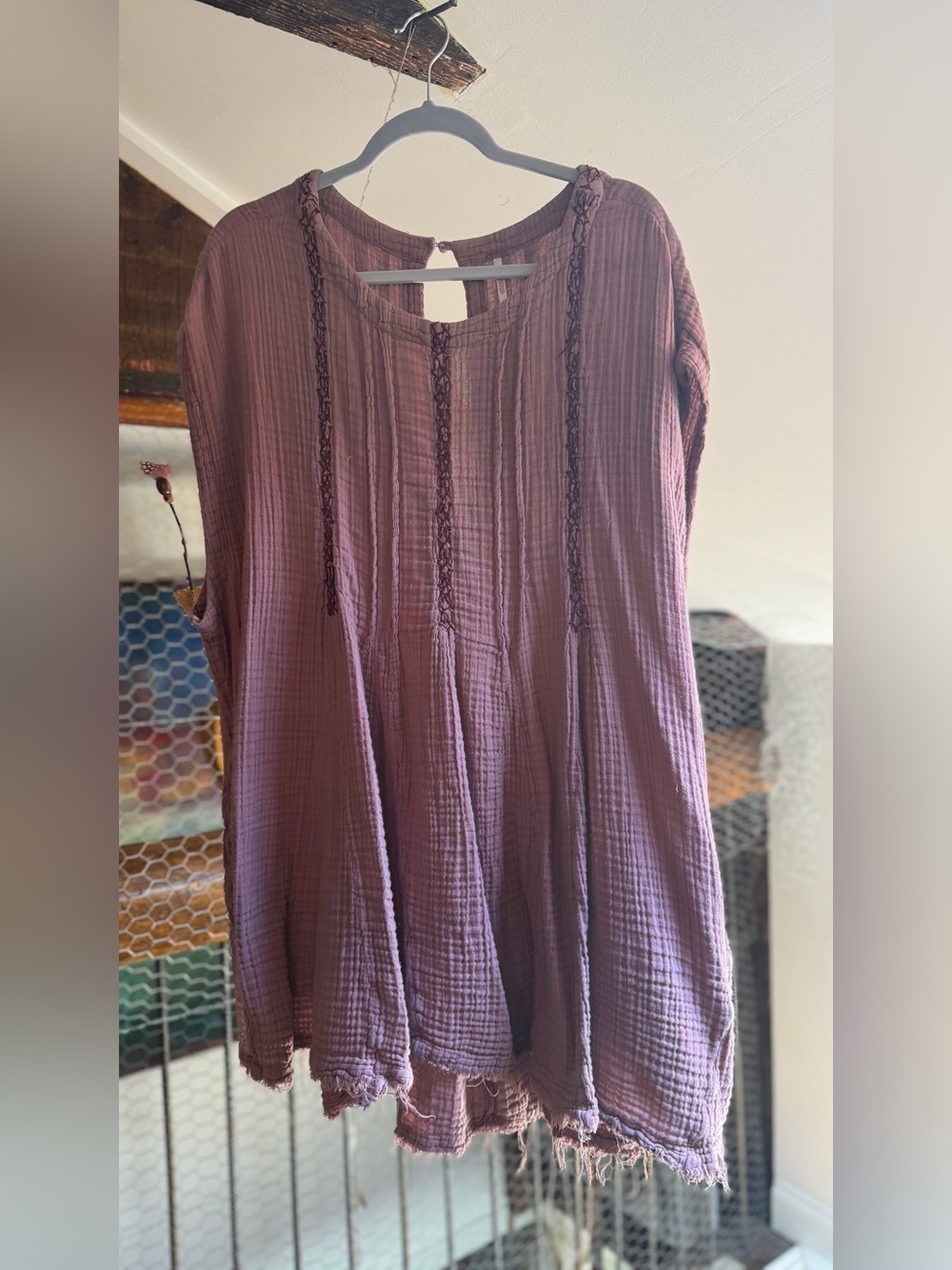 Free People Mauve Pink Textured Sleeveless Tunic Dress